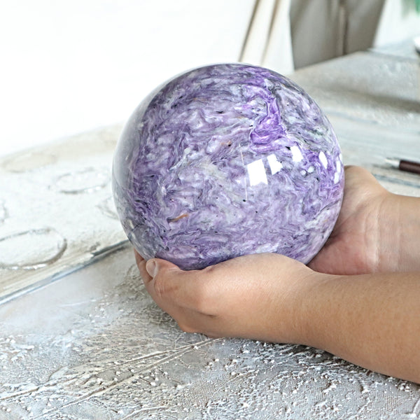 Large AAA Charoite Sphere, Russian Purple Gemstone Decor (145mm)