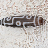 6 Eye Dzi Bead: Hand Carved Tibetan Agate Stone (48mm)