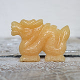 Hand Carved Orange Calcite Dragon: Feng Shui Home Decor