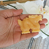 Hand Carved Orange Calcite Dragon: Feng Shui Home Decor