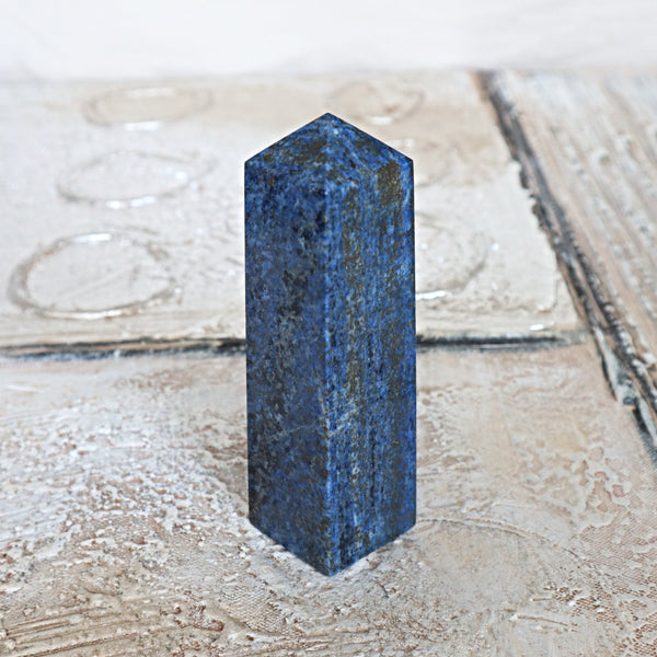 Lapis Lazuli Obelisk Tower: 4.5" Crystal Point with Pyrite
