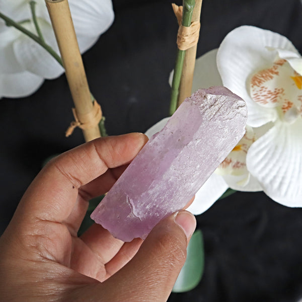 Raw Pink Kunzite Crystal Specimen: Natural Untreated Gemstone