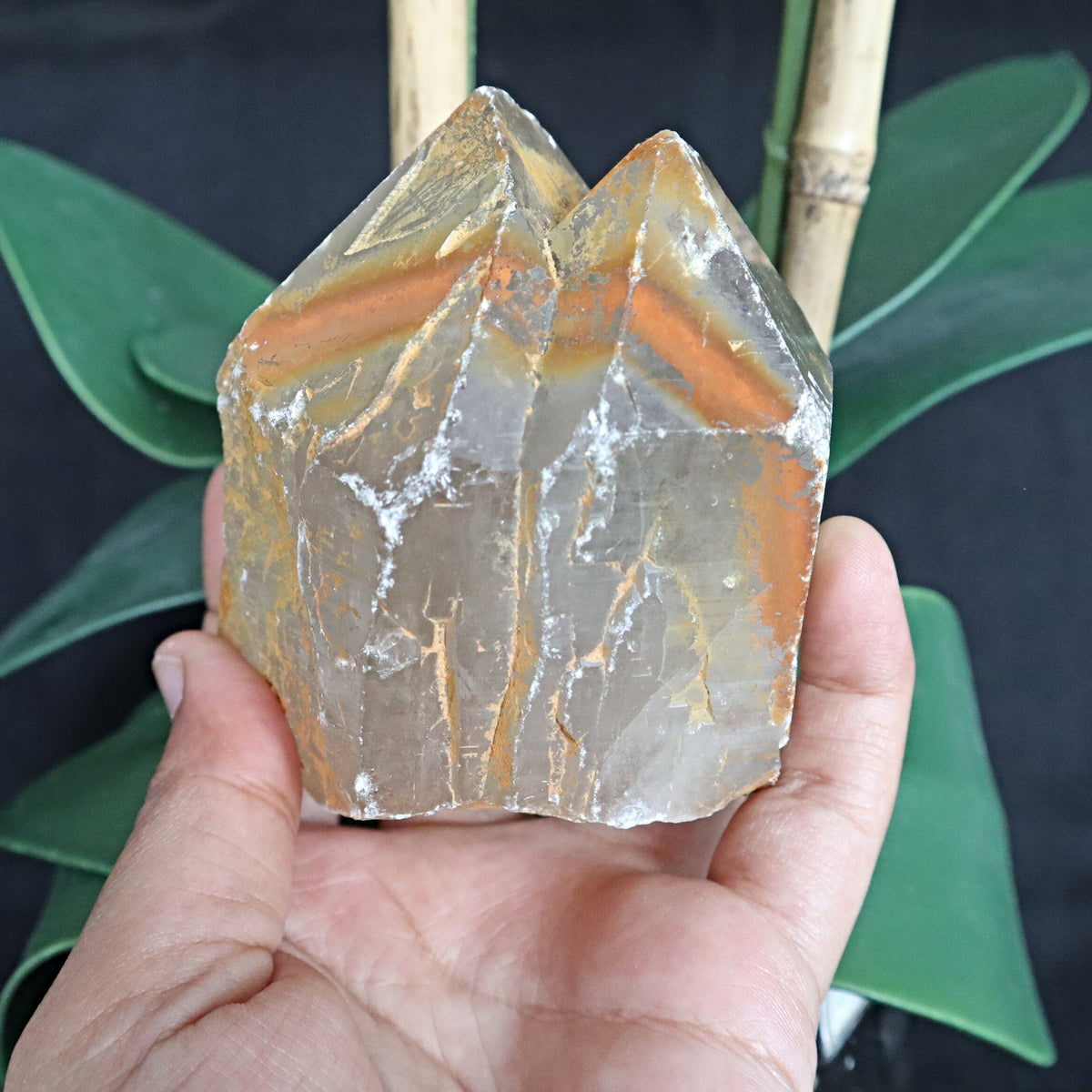 Himalayan Double Pointed Quartz Crystal with Iron Oxide