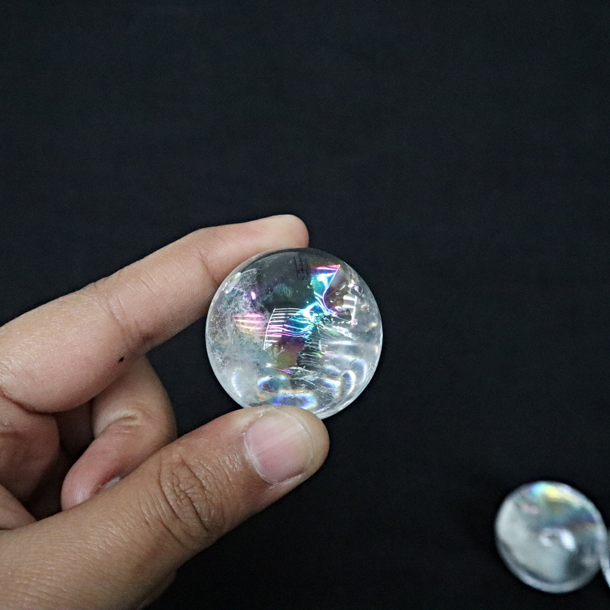 Natural Rainbow Quartz Sphere: Feng Shui Crystal Decor Gift