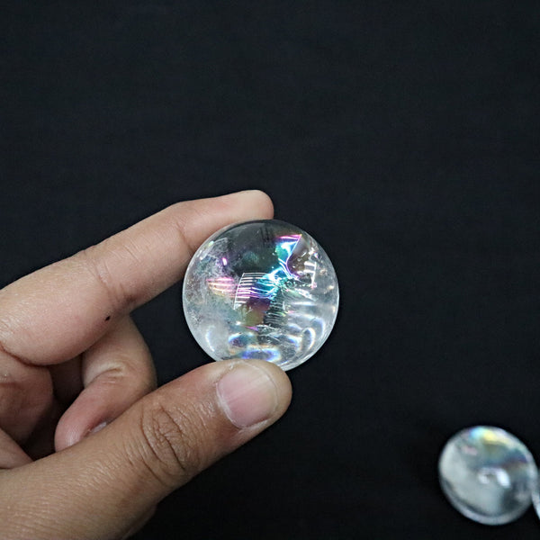 Natural Rainbow Quartz Sphere: Feng Shui Crystal Decor Gift
