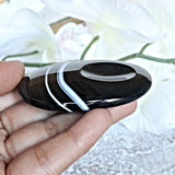 Black Sardonyx Worry Stone: Natural Palm Stone for Meditation