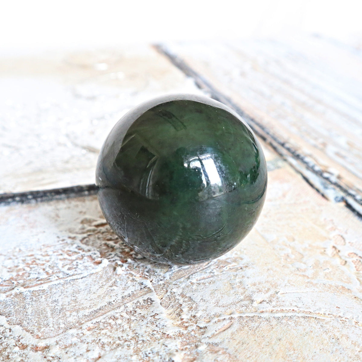 Canadian Nephrite Jade Sphere: Emerald Green Healing Crystal (50mm)