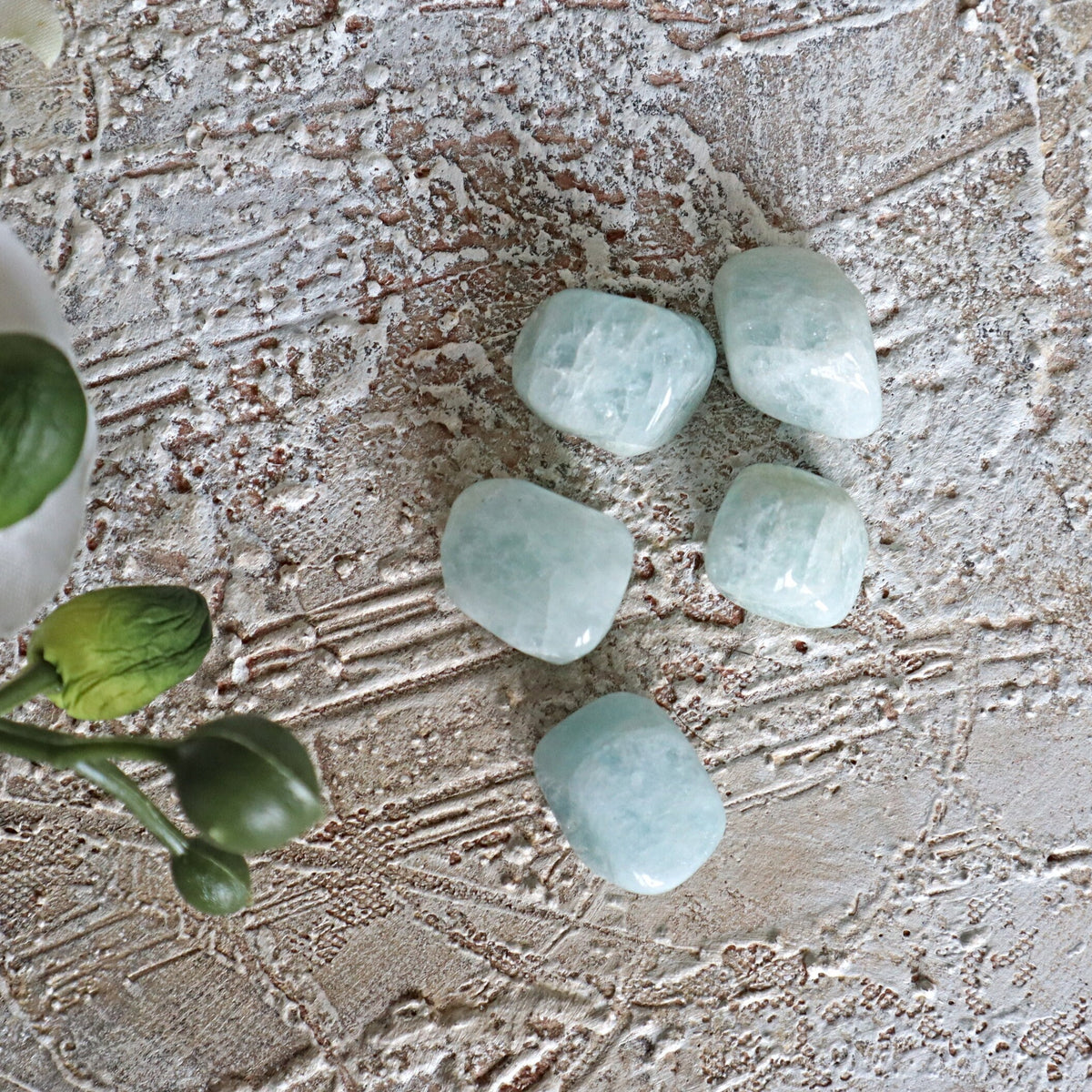 2 Stones Aquamarine Tumbled Stones 20 grams 0.7 OZ FREE US Shipping