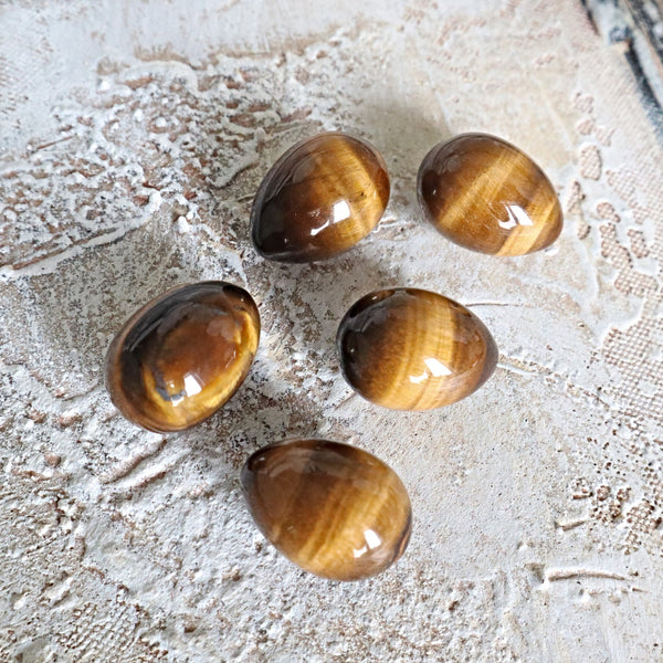 Tiger Eye Stone Egg: Natural Reiki Healing Crystal (25mm)