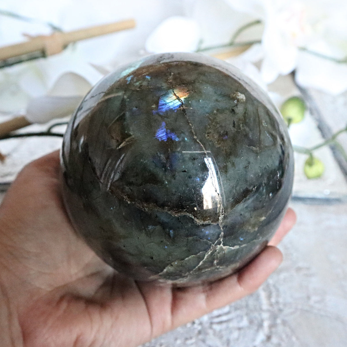 Large Labradorite Sphere 93 mm, L1