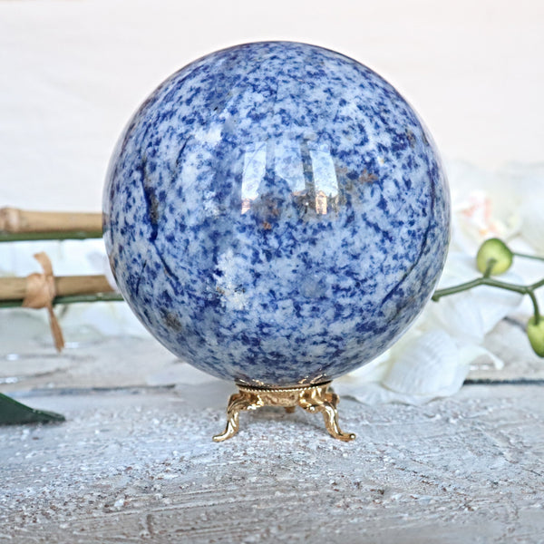 Blue Spotted Jasper Sphere 100 mm, 91 mm