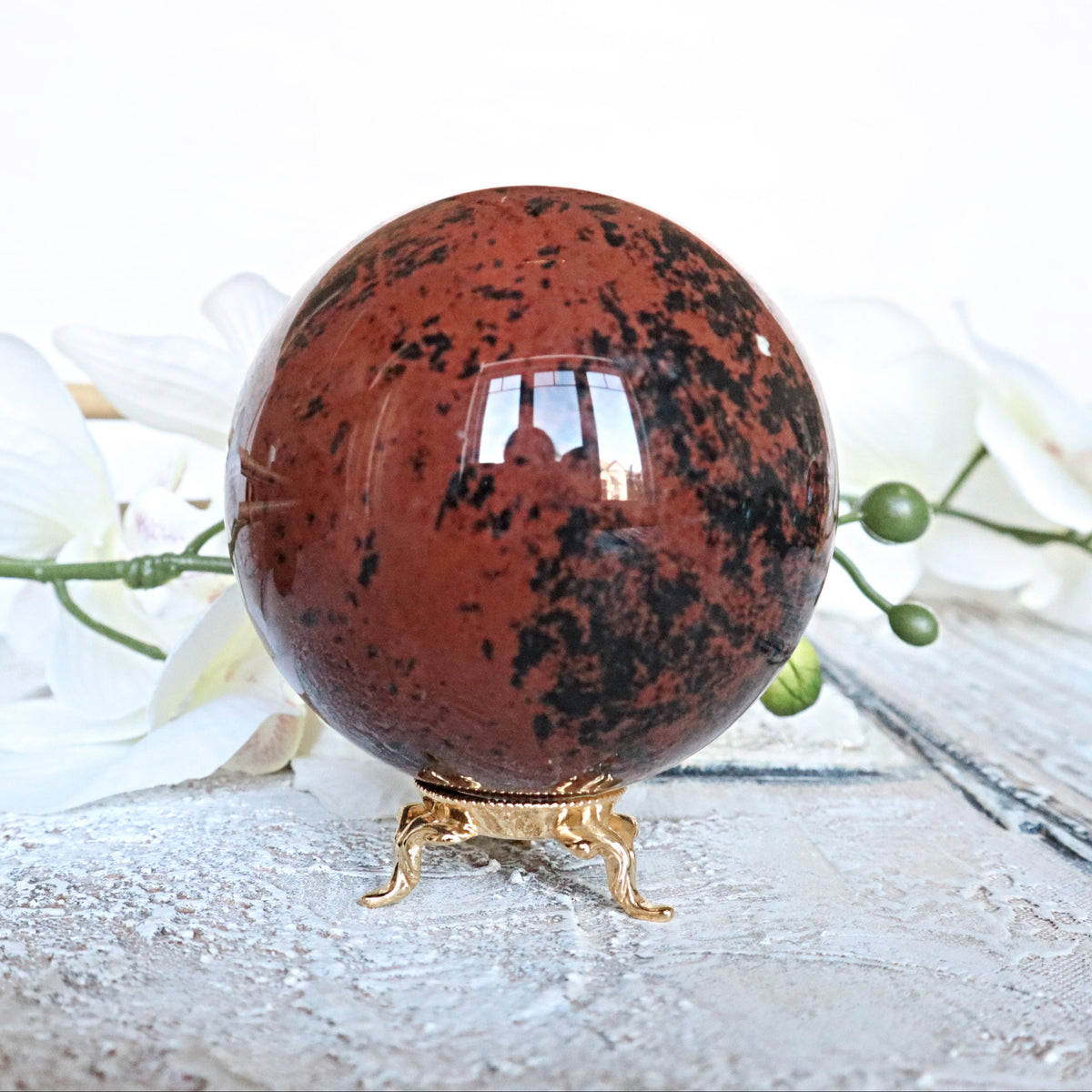 Mahogany Obsidian Sphere: Polished Volcanic Stone (85mm)