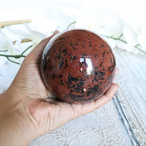 Mahogany Obsidian Sphere: Polished Volcanic Stone (85mm)