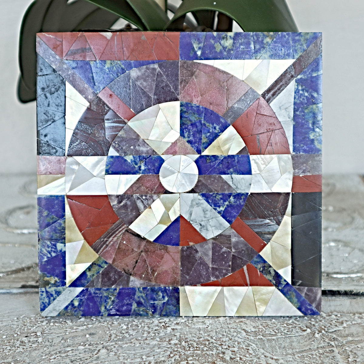 Gemstone Mosaic Tile: Lapis, Jasper, Onyx, Mother of Pearl Wall Art