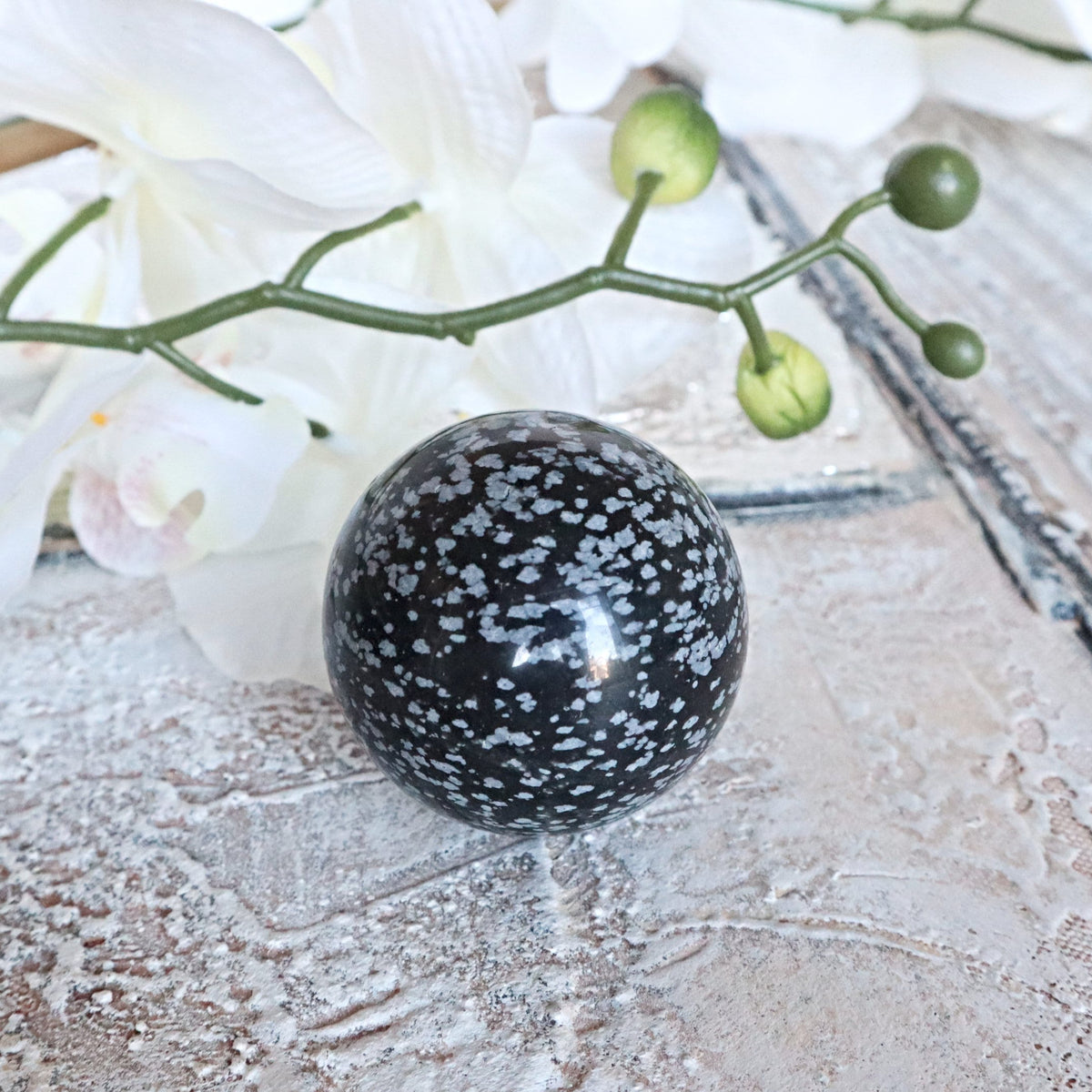 Snowflake Obsidian Sphere (50mm): Natural Healing Stone