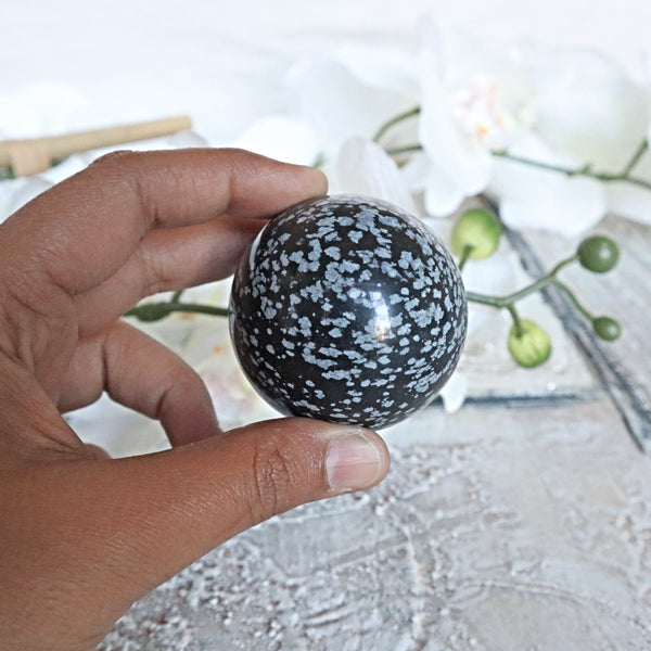 Snowflake Obsidian Sphere (50mm): Natural Healing Stone