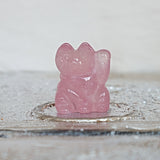 Rose Quartz Maneki Neko: Japanese Lucky Cat Home Decor (1.6 inch)