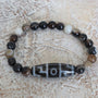 2 Eye Dzi Bead Bracelet: Tibetan Agate Amulet