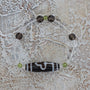 Tibetan Dzi Agate Bead Bracelet: Quartz, Peridot, Amulet of Luck