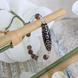 21 Eyed Dzi Bead Bracelet: Tibetan Agate, Quartz Crystal Amulet