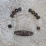 21 Eyed Dzi Bead Bracelet: Tibetan Agate, Quartz Crystal Amulet