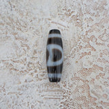Rare 2 Eye Dzi Bead: Hand Carved Tibetan Agate