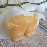 Hand Carved Orange Calcite Dragon: Feng Shui Home Decor