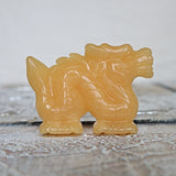 Hand Carved Orange Calcite Dragon: Feng Shui Home Decor
