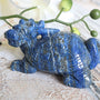 Lapis Lazuli Dragon Turtle: Hand Carved Genbu Feng Shui Decor