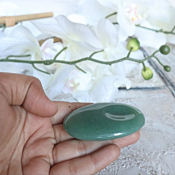 Green Aventurine Thumb Worry Stone: Natural Healing Crystal