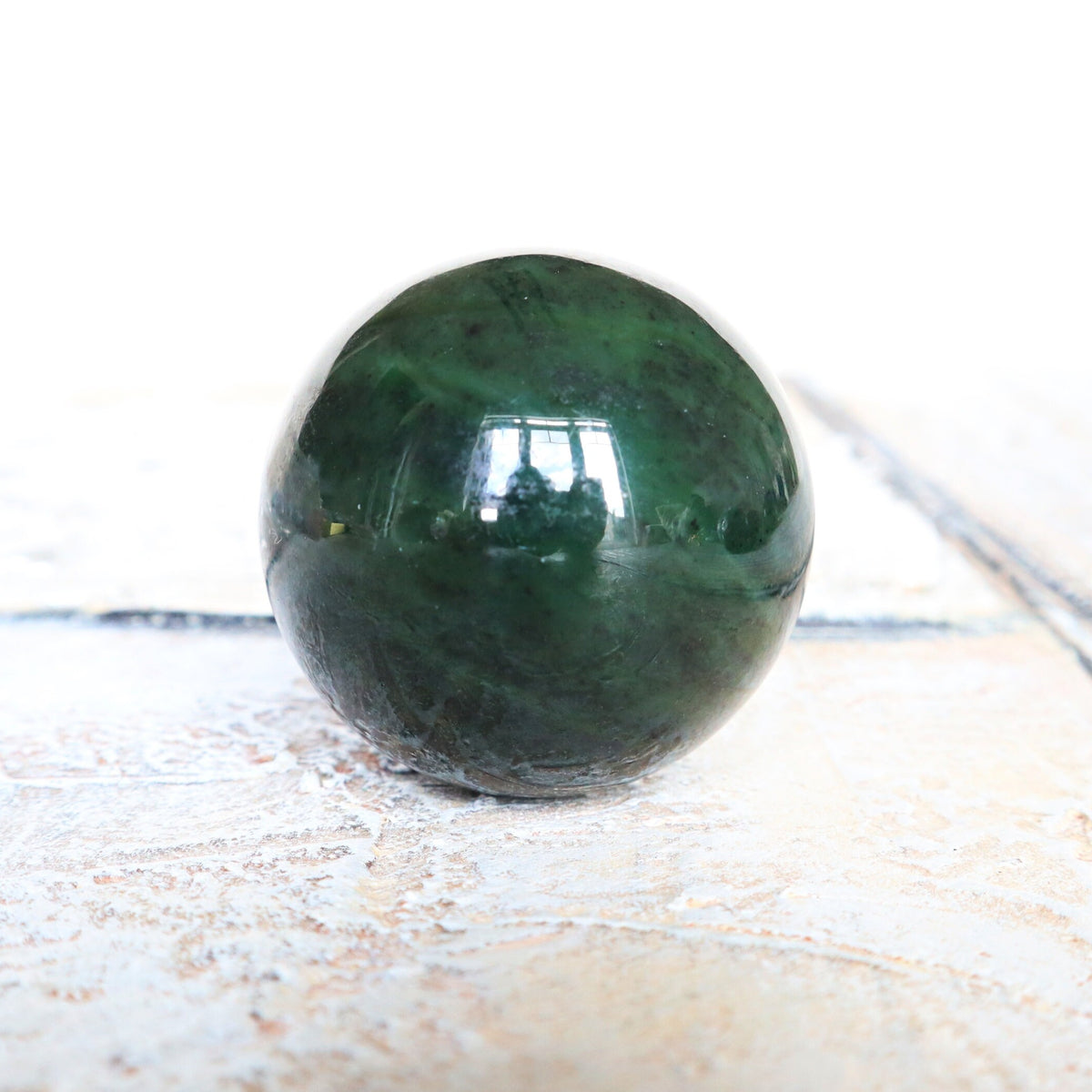 Canadian Nephrite Jade Sphere: Emerald Green Healing Crystal (50mm)