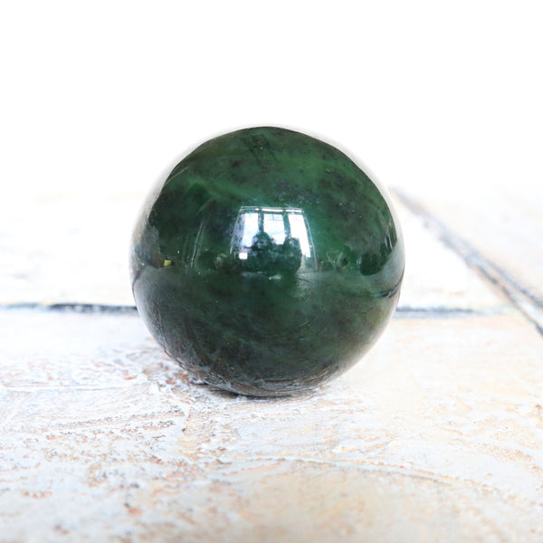 Canadian Nephrite Jade Sphere: Emerald Green Healing Crystal (50mm)