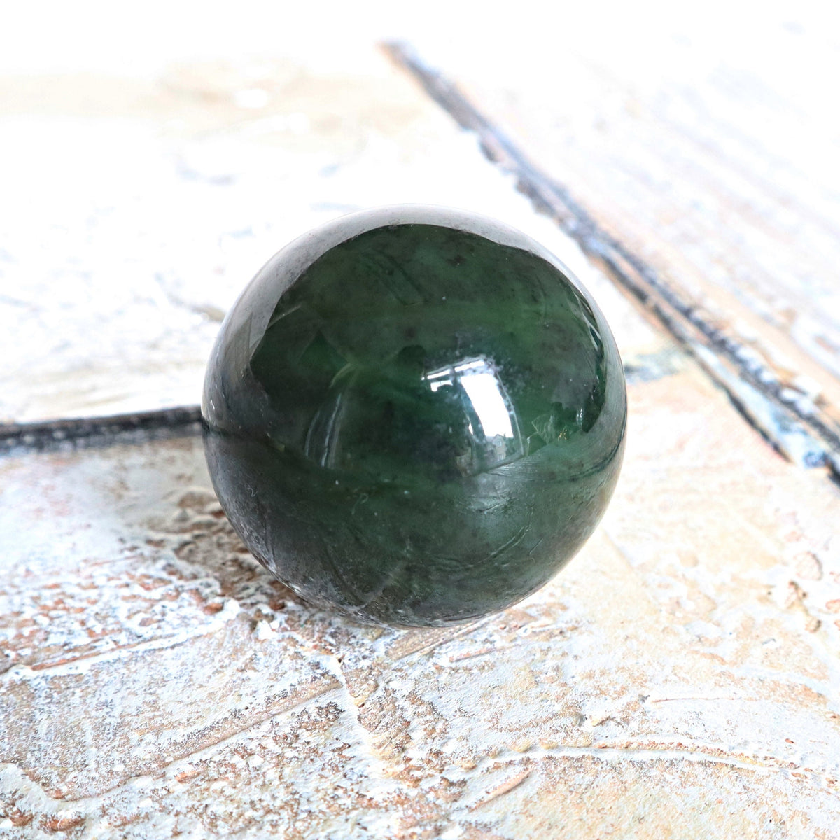 Canadian Nephrite Jade Sphere: Emerald Green Healing Crystal (50mm)