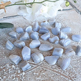 4 Stones Blue Lace Agate Tumbled Stones 30 grams One OZ FREE US Shipping