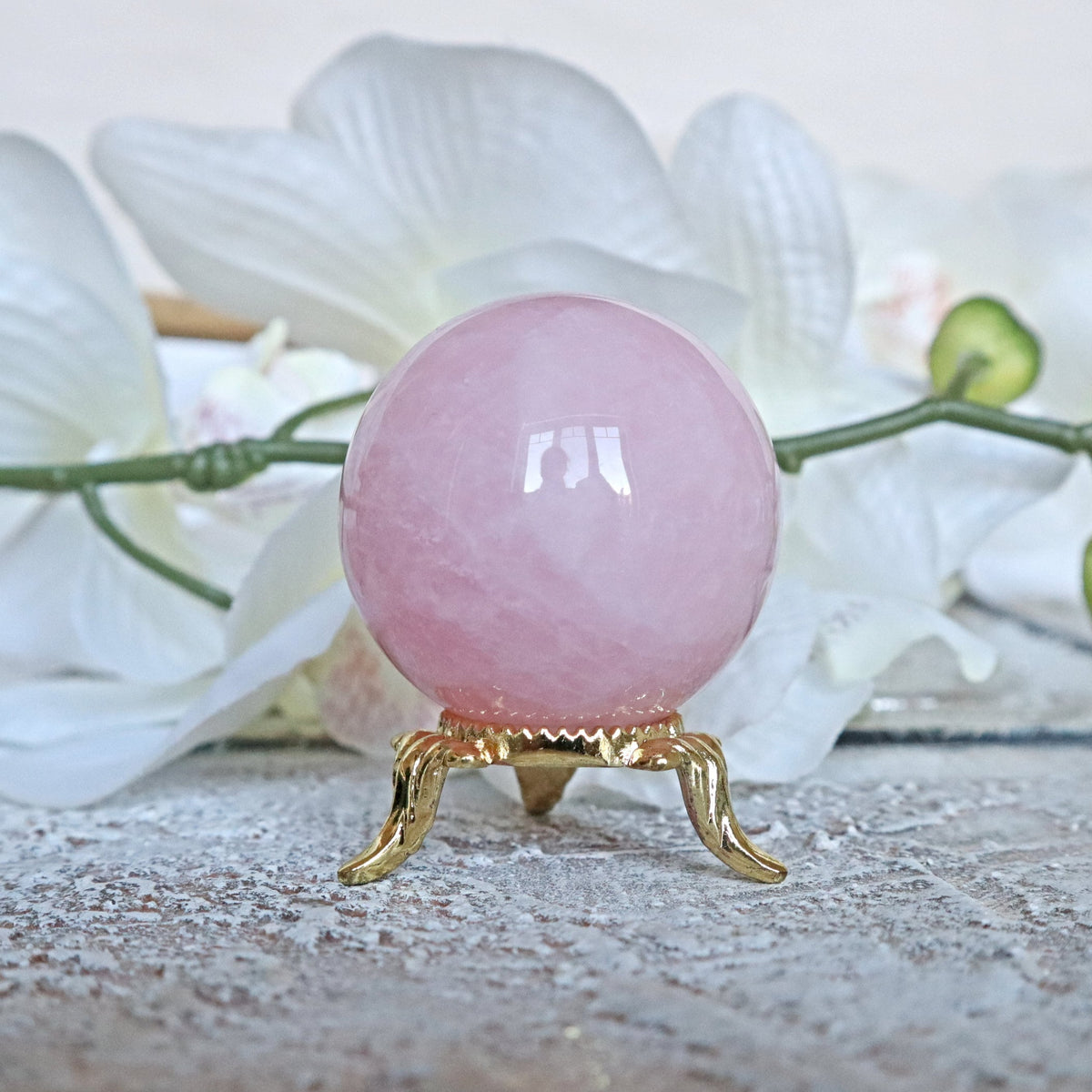 AAA Rose Quartz Sphere: 40mm Healing Crystal, Stone of Love