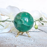 Green Fluorite Sphere: Polished Crystal for Abundance (60mm or 50mm)