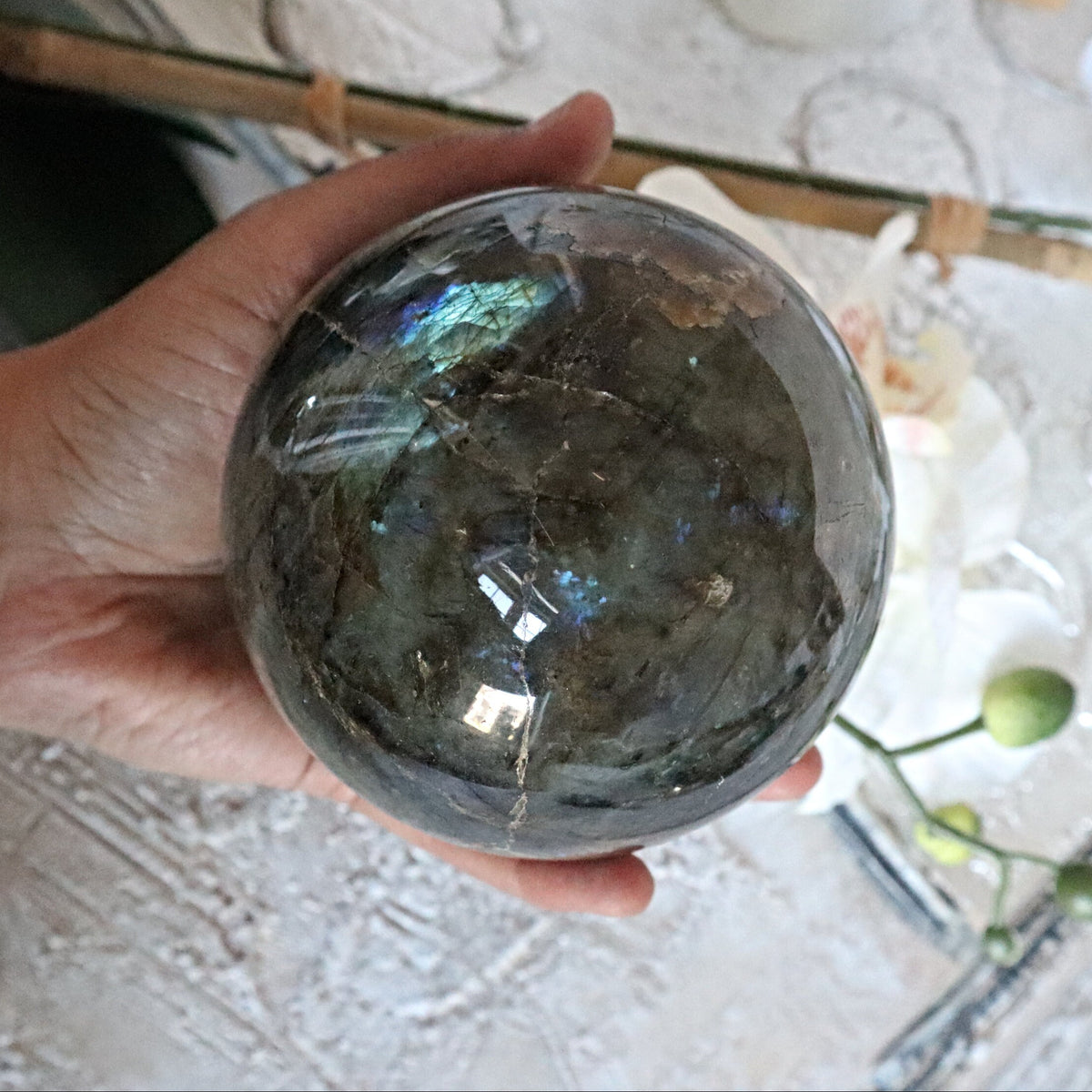 Large Labradorite Sphere 93 mm, L1