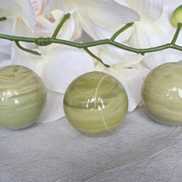 Butter Jade Sphere: Green Crystal Stone for Abundance (45mm)