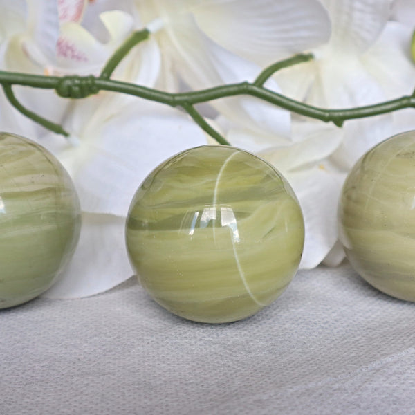 Butter Jade Sphere: Green Crystal Stone for Abundance (45mm)