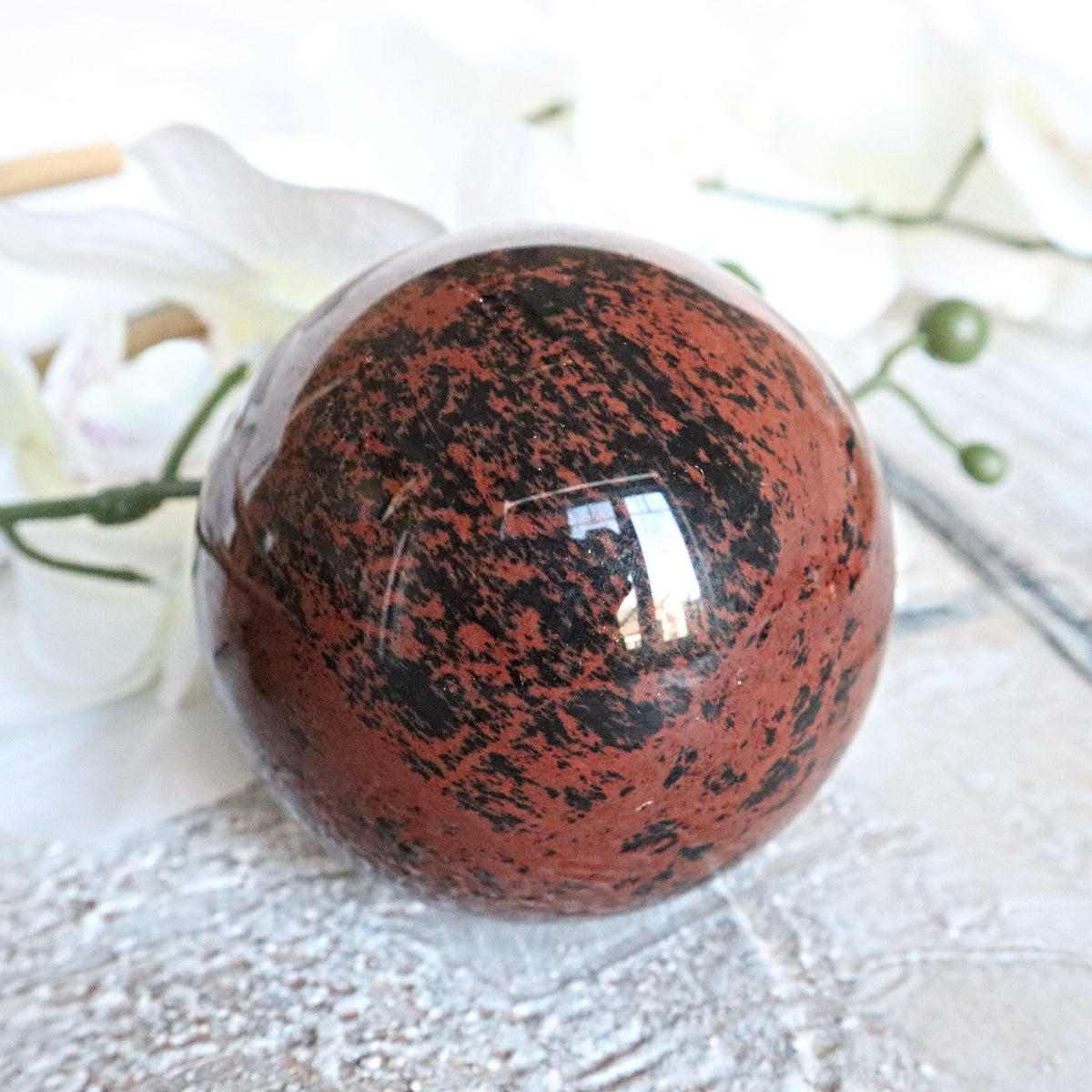 Mahogany Obsidian Sphere: Polished Volcanic Stone (85mm)