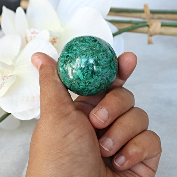 Chrysocolla Sphere: Polished Green Crystal (40mm)