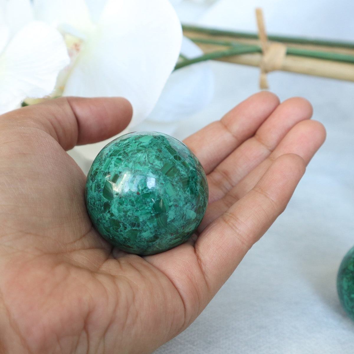 Chrysocolla Sphere: Polished Green Crystal (40mm)