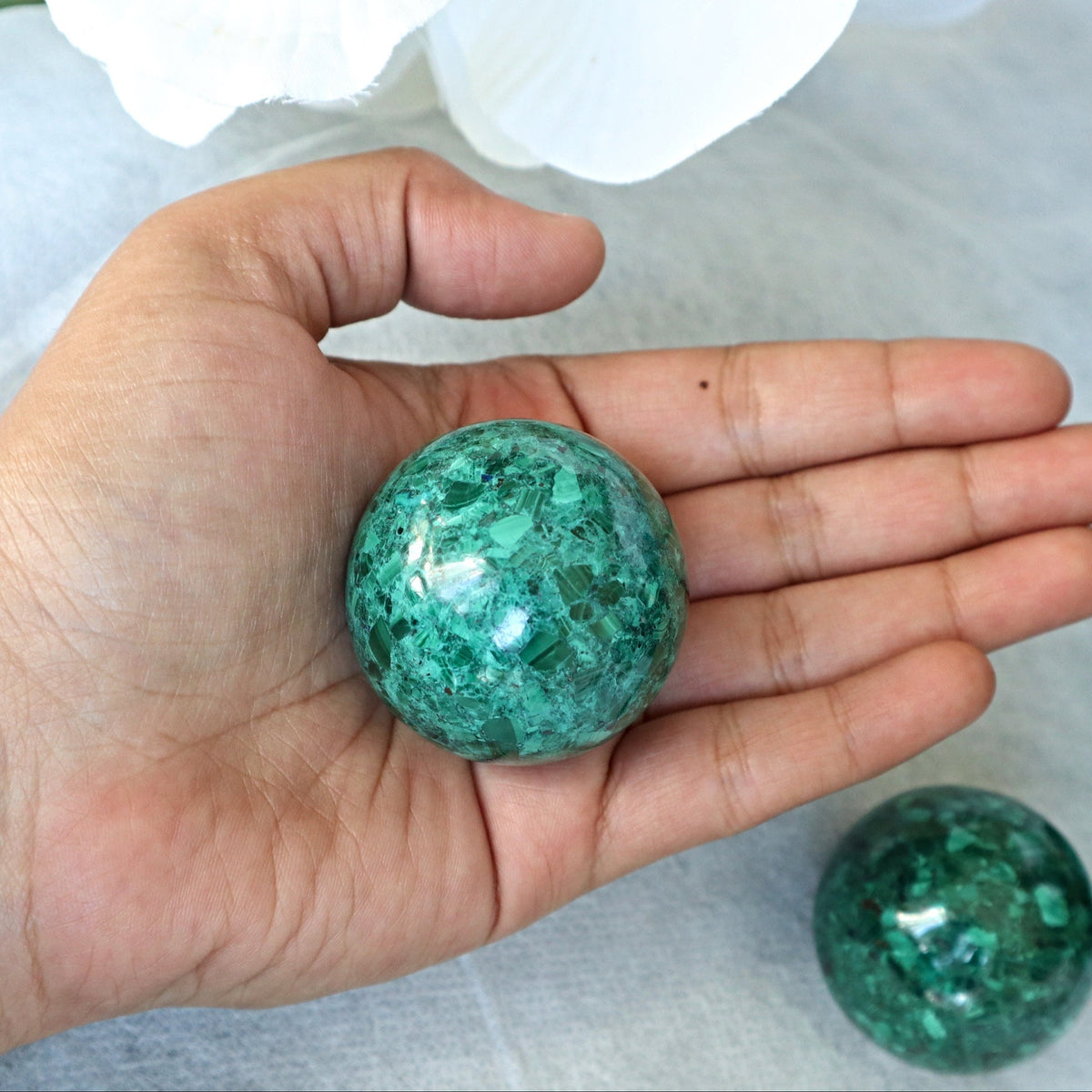 Chrysocolla Sphere: Polished Green Crystal (40mm)