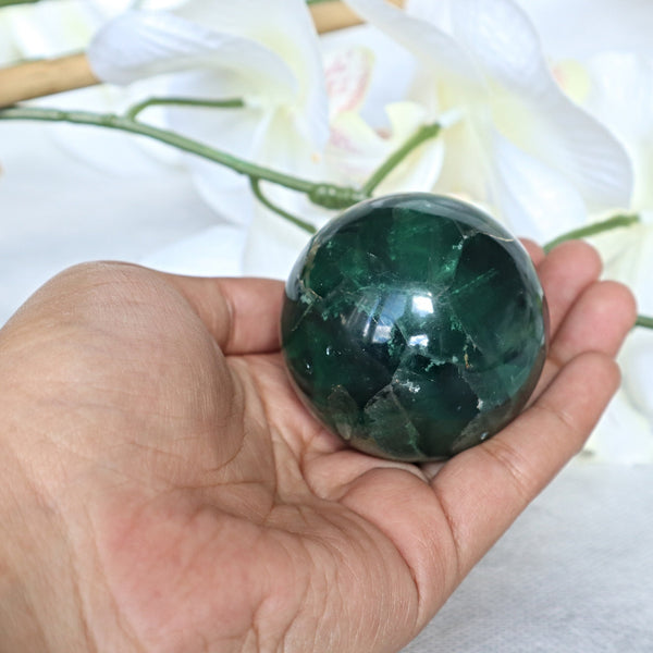 Green Fluorite Sphere: Reiki Healing Crystal Gift