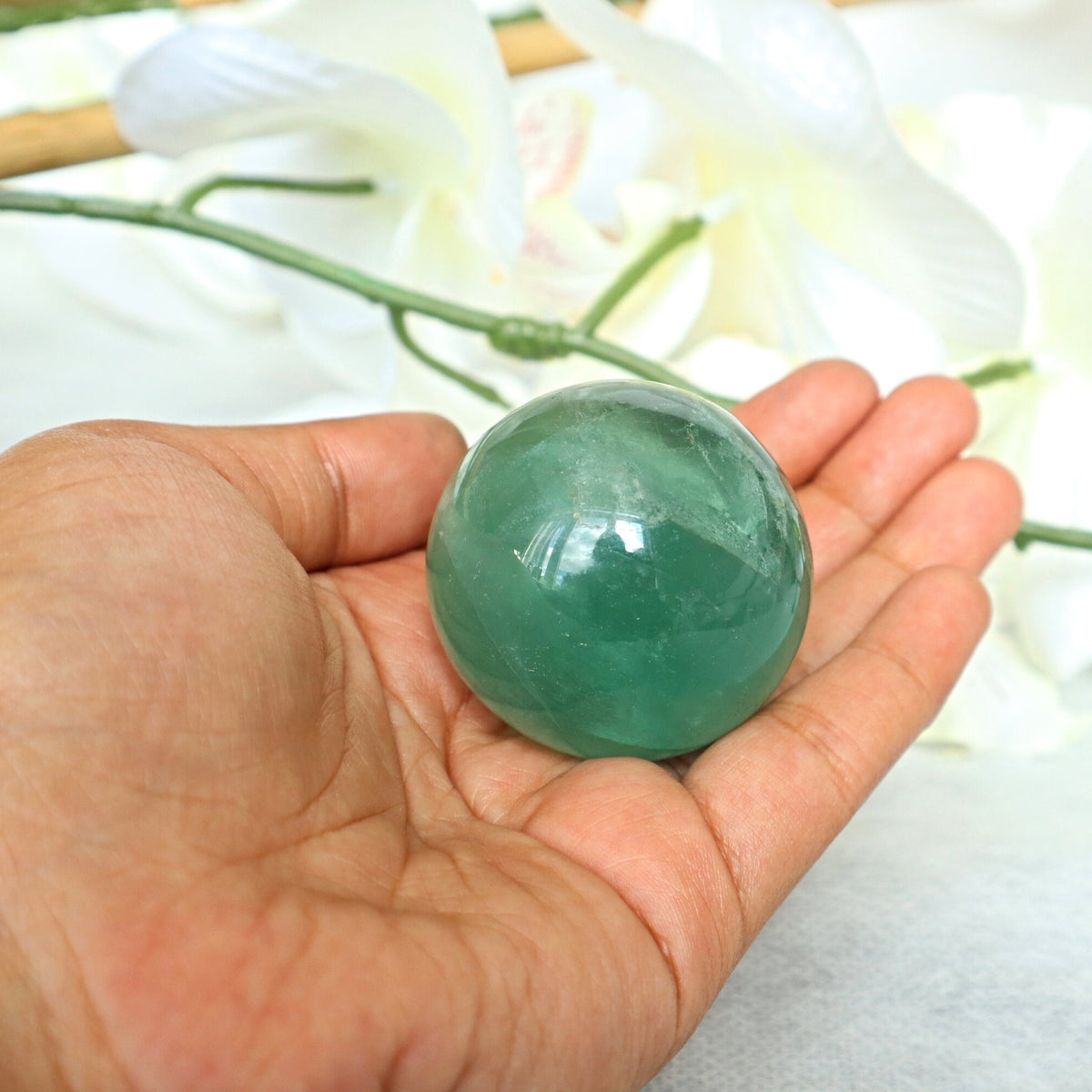 Green Fluorite Sphere: Reiki Healing Crystal Gift
