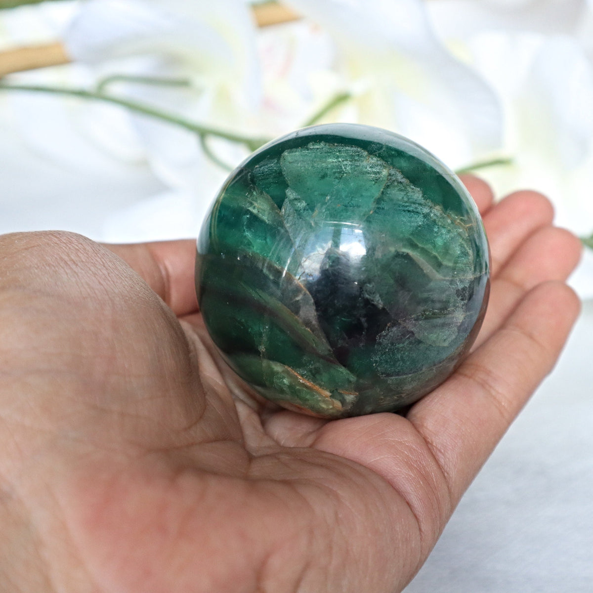 Green Fluorite Sphere: Reiki Healing Crystal Gift