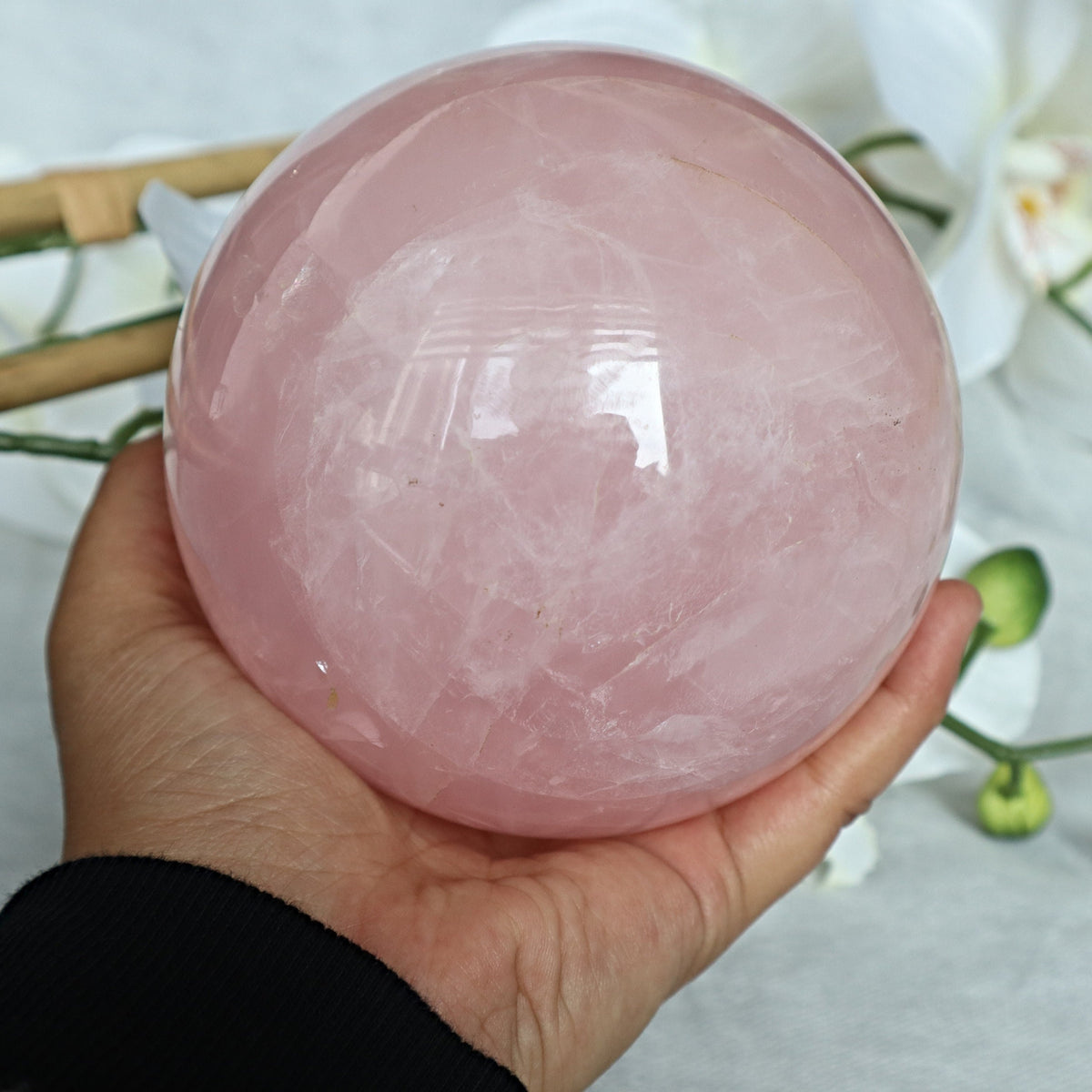 Large Rose Quartz Sphere: Natural Polished Stone of Love
