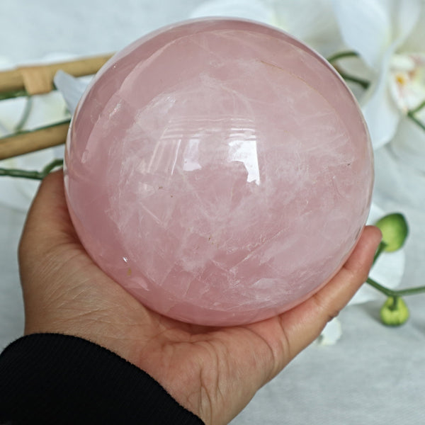 Large Rose Quartz Sphere: Natural Polished Stone of Love