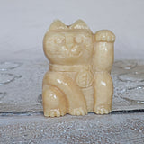 Large Yellow Calcite Lucky Cat | Maneki Neko Feng Shui Decor