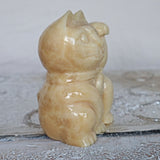 Large Yellow Calcite Lucky Cat | Maneki Neko Feng Shui Decor